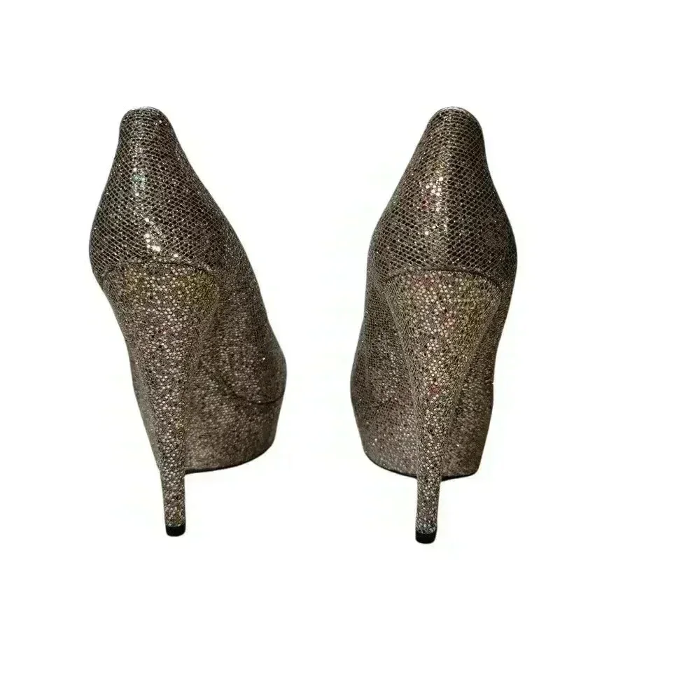 Enzo Angiolini Glitter Multicolor Closed Toe Heeled Pumps US 7.5 Holiday Disco